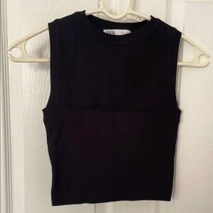 Zara Black Fitted Sleeveless Tee